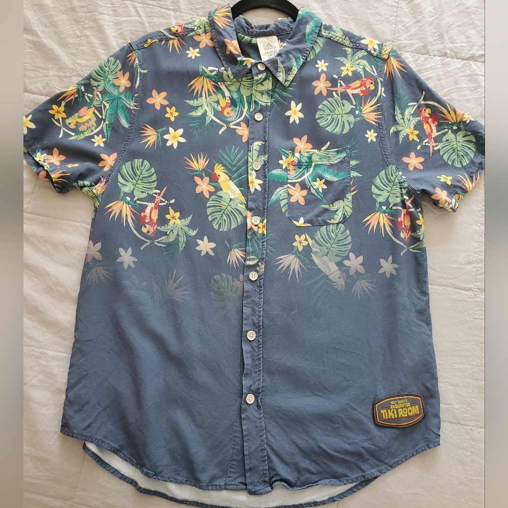 DISNEY Tiki Room button down top, men's large